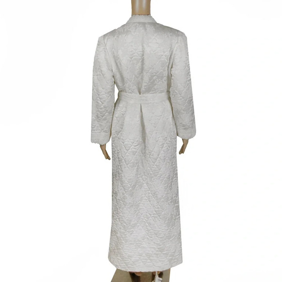 Vintage 50’s Christian Dior Floral Quilted Ivory White Button Satin Robe Medium - Picture 3 of 9